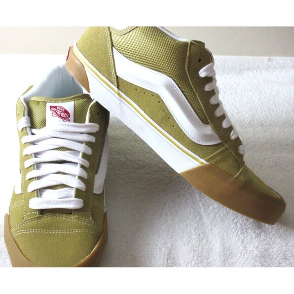 Vans Men's Knu Skool Khaki Gum White Mid Suede Nylon Skate Shoes size 13 NIB - Picture 4 of 5